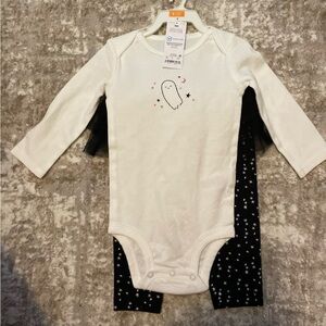 Carter's White and Black Ghost Bodysuit Set size 9M-NWT